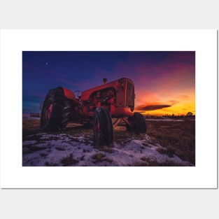 Red Case Tractor Sunset Posters and Art